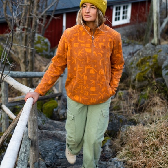 Billabong Tops - Billabong Adventure Division Quarter Zip Orange Fleece